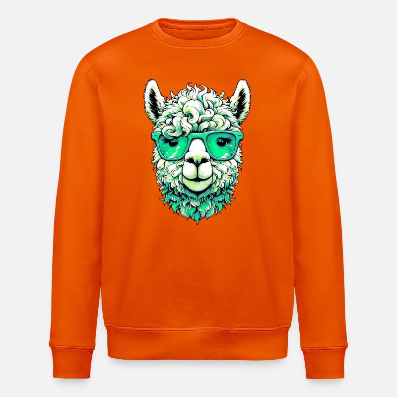 Alpaka mit Sonnenbrille - Stanley/Stella Unisex Bio-Sweatshirt ROLLER - Tieforange