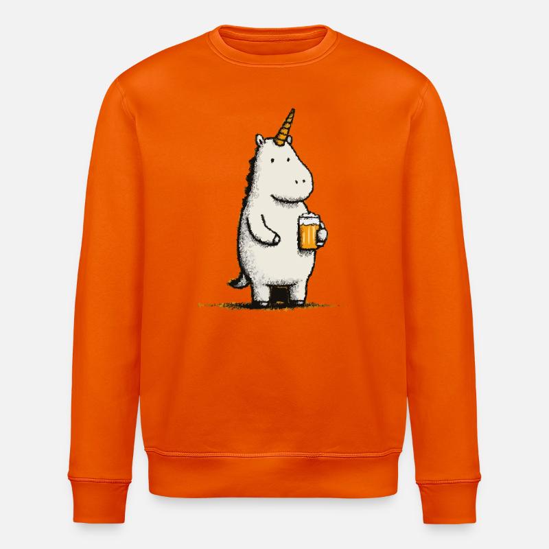 Süßes Einhorn mit Bierglas - Stanley/Stella Unisex Bio-Sweatshirt ROLLER - Tieforange