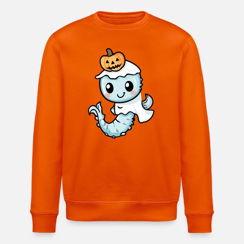 Seepferd Halloween Geist - Stanley/Stella Unisex Bio-Sweatshirt ROLLER - Tieforange