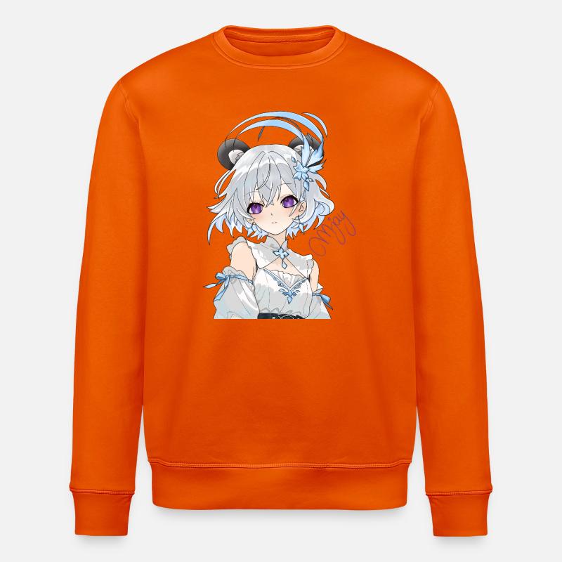 Blauweißes Anime-Mädchen mit Blüten - Stanley/Stella Unisex Bio-Sweatshirt ROLLER - Tieforange