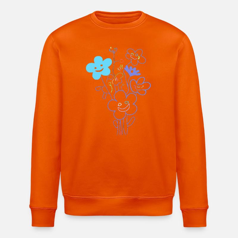 Fröhliche Blumen mit Neonlinien - Stanley/Stella Unisex Bio-Sweatshirt ROLLER - Tieforange