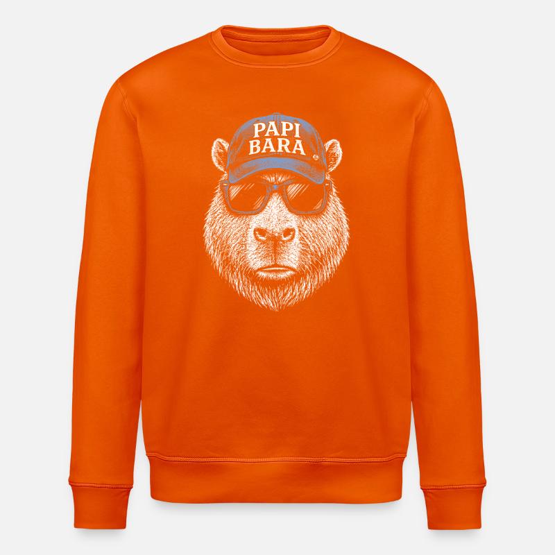 Papi Bara Bear with Sunglasses - Stanley/Stella ROLLER Unisex Organic Sweatshirt - bright orange