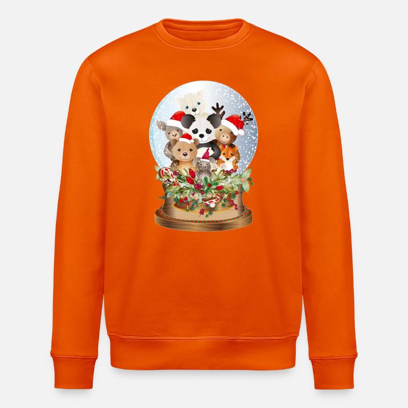 schöne nostalgische Schneekugel mit Kuscheltiere - Stanley/Stella Unisex Bio-Sweatshirt ROLLER - Tieforange