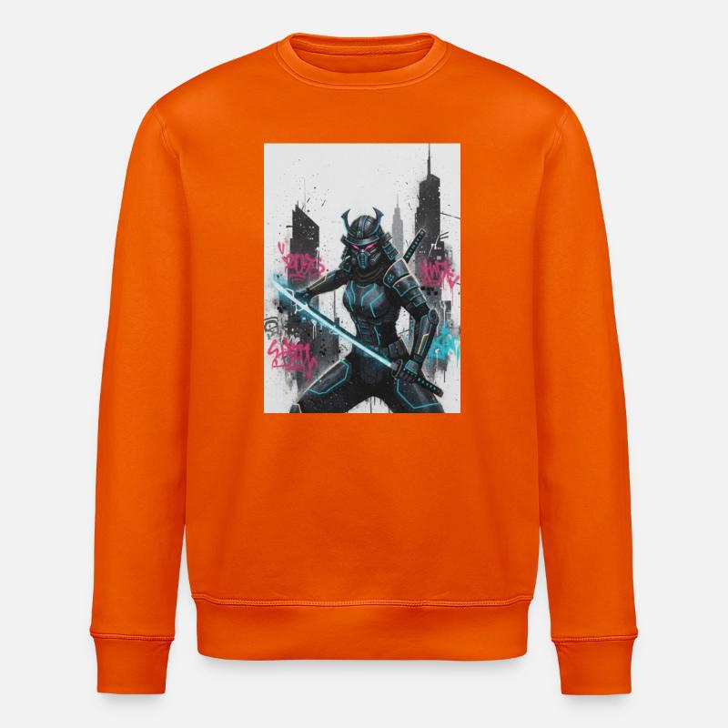 Cyber Samurai Neon Blade - Stanley/Stella ROLLER Unisex Organic Sweatshirt - bright orange