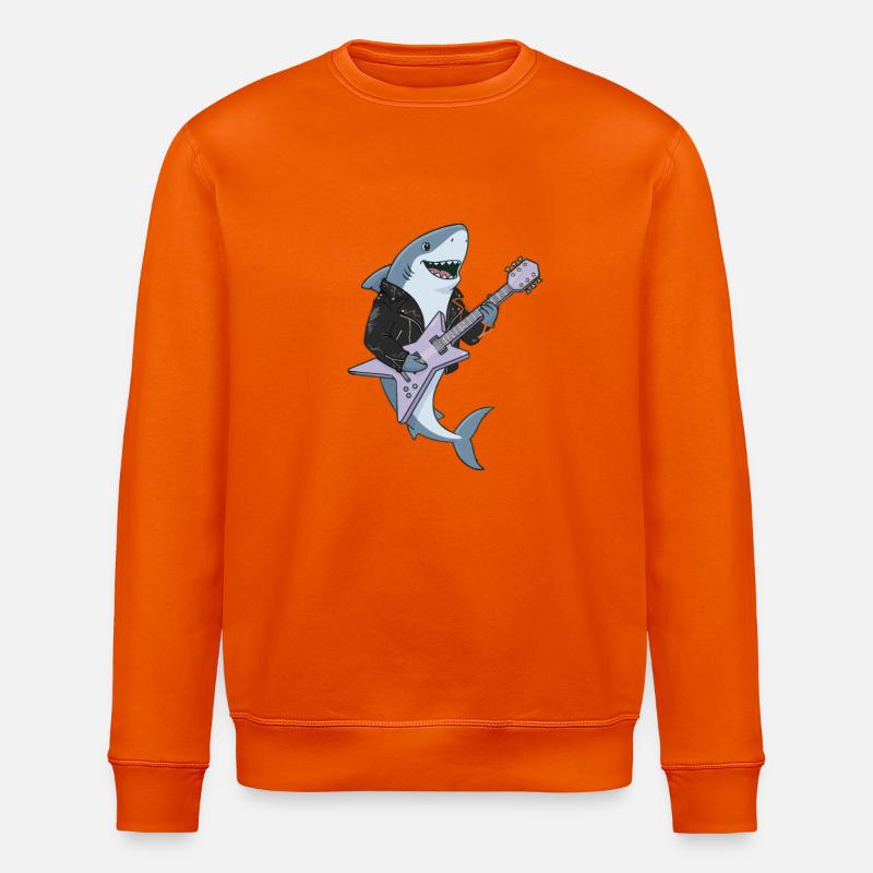 Shark Rocker mit E-Gitarre - Stanley/Stella Unisex Bio-Sweatshirt ROLLER - Tieforange
