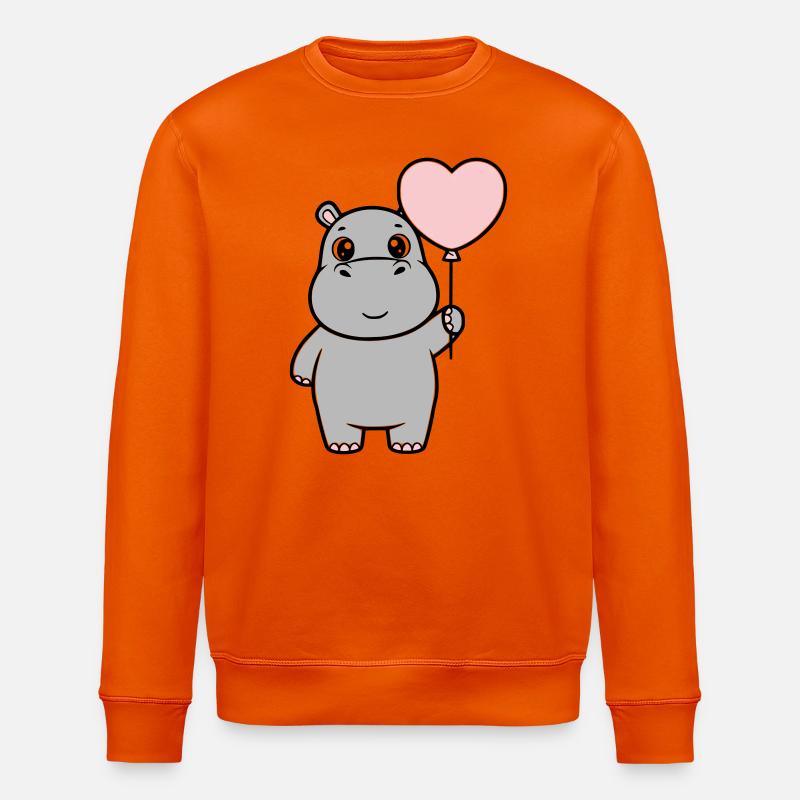 Süßes Nilpferd Herz Ballon Liebe - Stanley/Stella Unisex Bio-Sweatshirt ROLLER - Tieforange