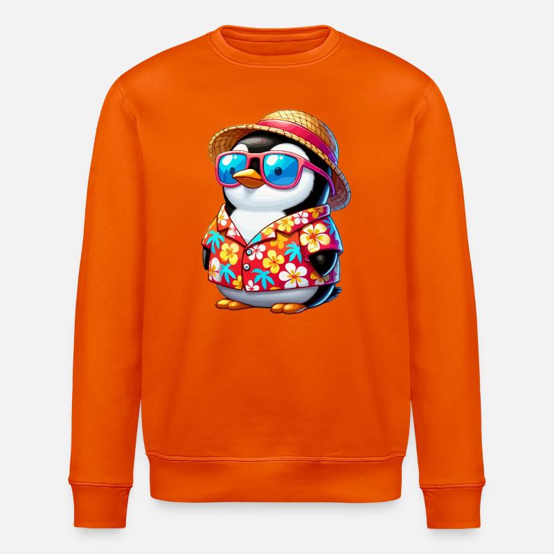 Tropen-Pinguin mit Sonnenbrille - Stanley/Stella Unisex Bio-Sweatshirt ROLLER - Tieforange