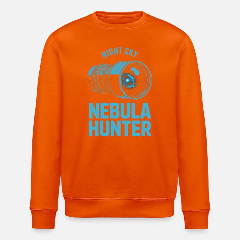 Nebula Hunter Night Sky Telescope Tee - Stanley/Stella ROLLER Unisex Organic Sweatshirt - bright orange