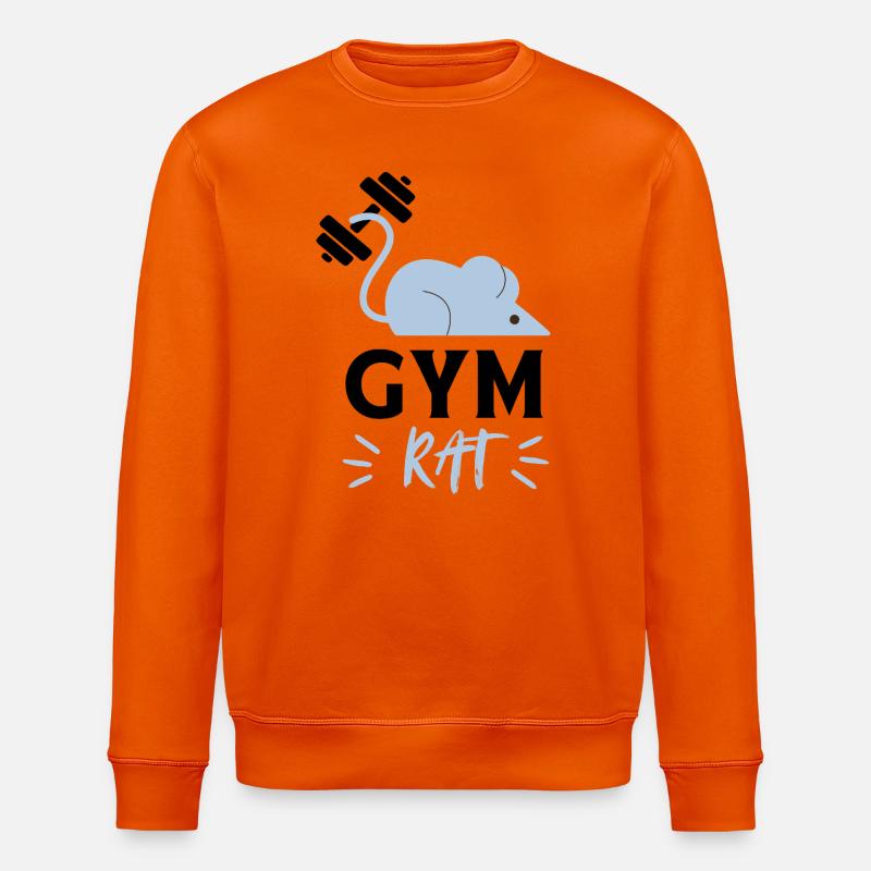 Cheerful Minimalist Blue Mouse - Stanley/Stella ROLLER Unisex Organic Sweatshirt - bright orange