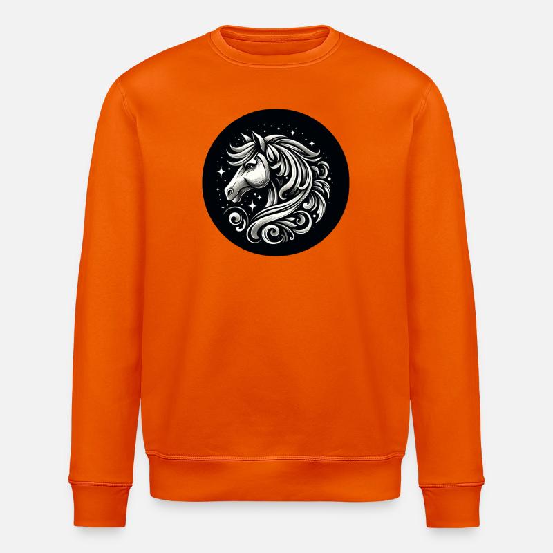 Pferd Kopf mit Sternen - Stanley/Stella Unisex Bio-Sweatshirt ROLLER - Tieforange