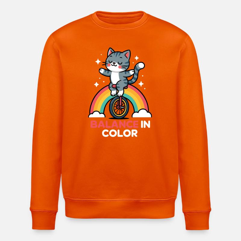 Équilibre du chat sur arc-en-ciel - Sweat bio ROLLER Stanley/Stella Unisexe - orange profond