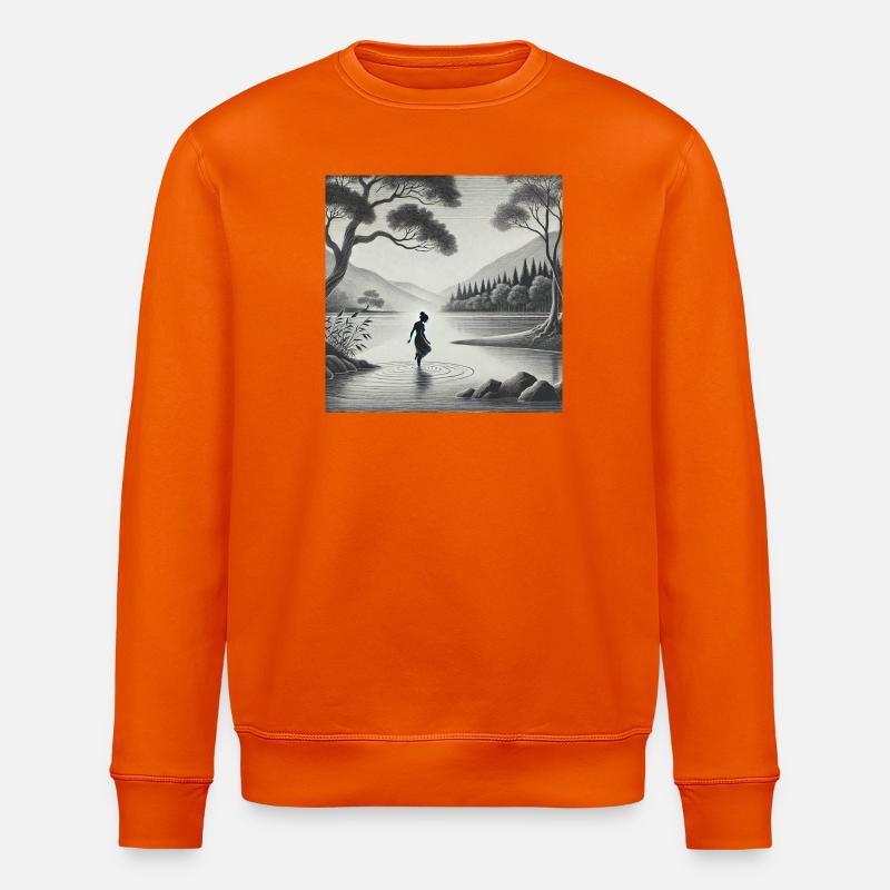 Silhouette am See im Mondlicht - Stanley/Stella Unisex Bio-Sweatshirt ROLLER - Tieforange