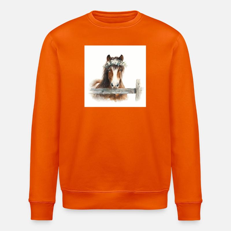Blütengekrontes Pferd - Stanley/Stella Unisex Bio-Sweatshirt ROLLER - Tieforange