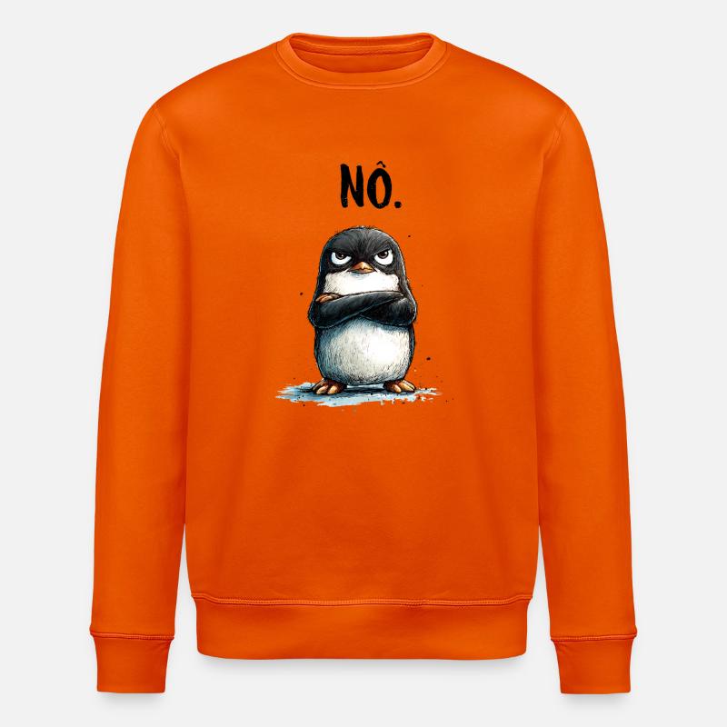 Grumpy Penguin Nope Statement Motif - Stanley/Stella ROLLER Unisex Organic Sweatshirt - bright orange