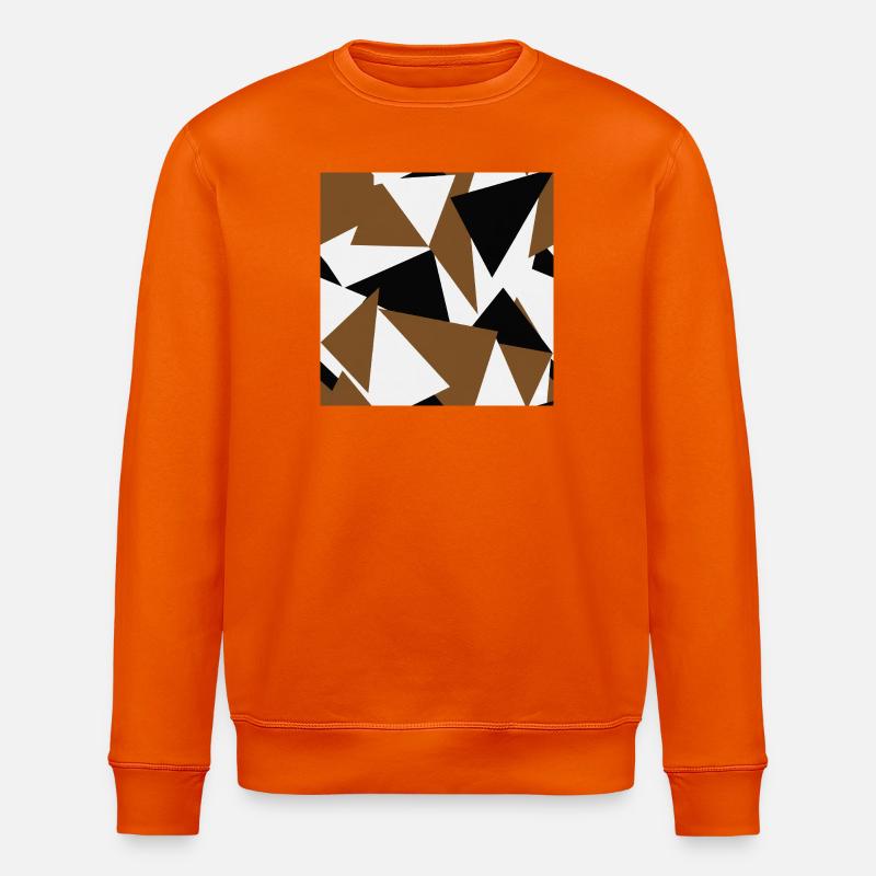 Brown Black Triangles Geometry - Stanley/Stella ROLLER Unisex Organic Sweatshirt - bright orange