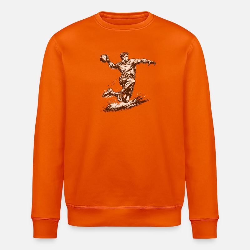 Dynamischer Handballer im Comic Stil - Stanley/Stella Unisex Bio-Sweatshirt ROLLER - Tieforange