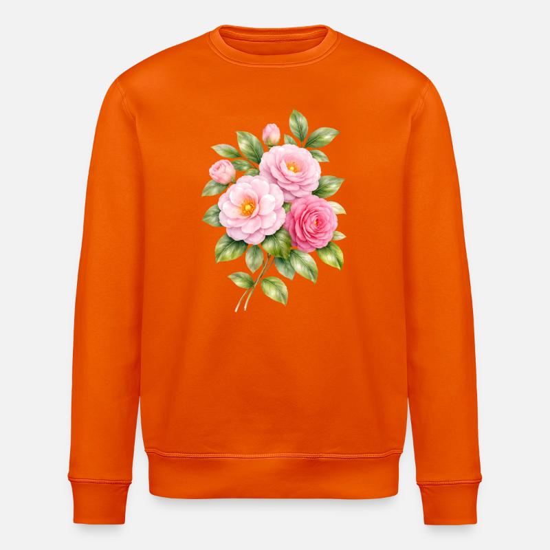 Rosa Kamelienblüten Illustration   - Stanley/Stella Unisex Bio-Sweatshirt ROLLER - Tieforange