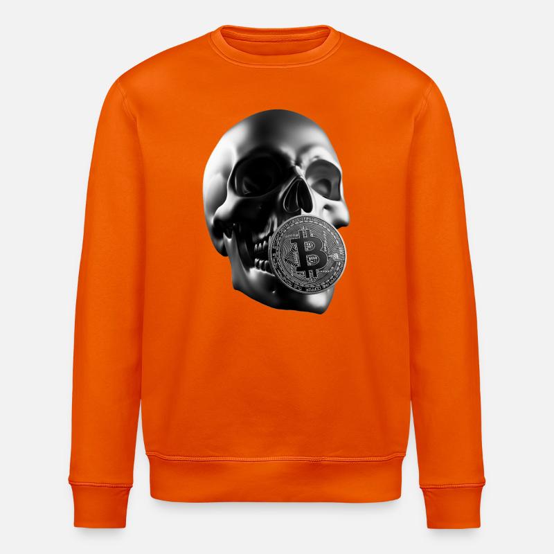 Bitcoin Skull Totenkopf Krypto Design - Stanley/Stella Unisex Bio-Sweatshirt ROLLER - Tieforange