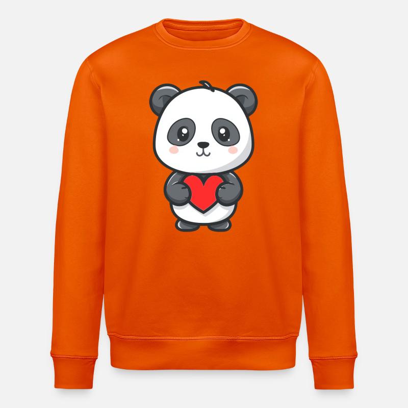 Süßes Baby-Panda mit Herz - Stanley/Stella Unisex Bio-Sweatshirt ROLLER - Tieforange