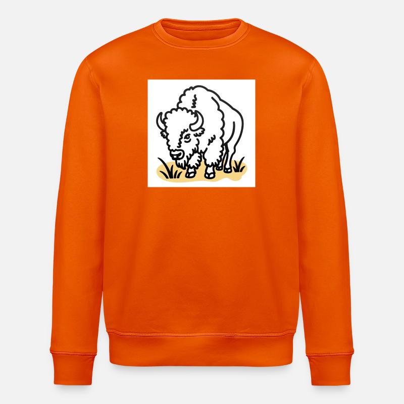 Bisons sur herbe jaune - Sweat bio ROLLER Stanley/Stella Unisexe - orange profond