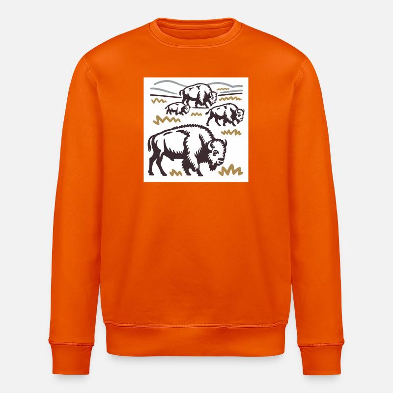 Bisonherde auf der Steppe - Stanley/Stella Unisex Bio-Sweatshirt ROLLER - Tieforange
