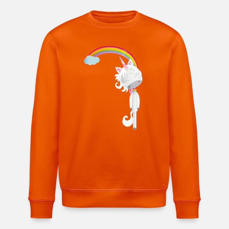 Einhorn hängt am Regenbogen - Stanley/Stella Unisex Bio-Sweatshirt ROLLER - Tieforange