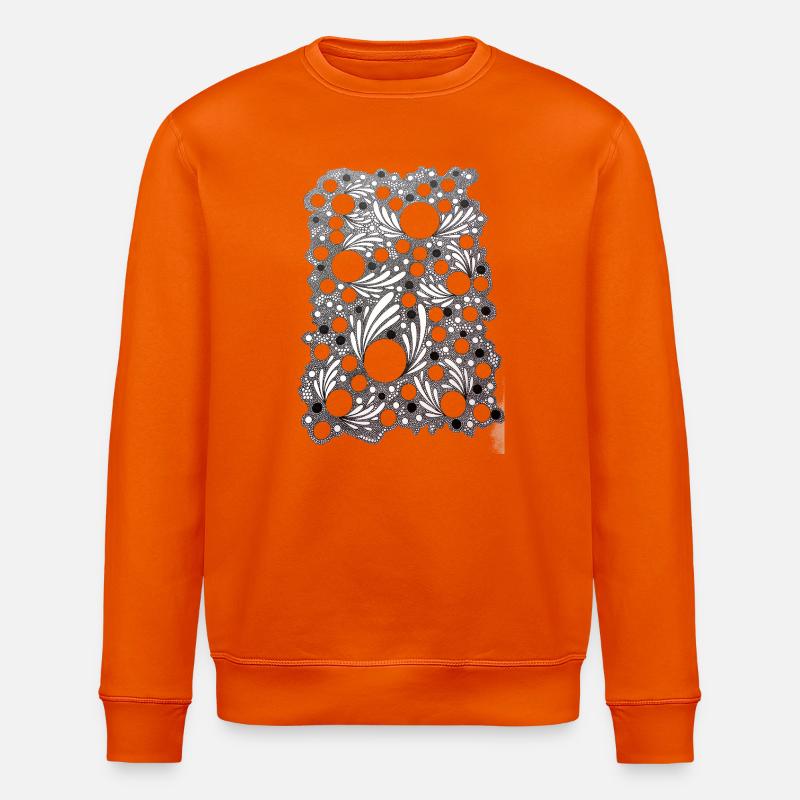 Leaf Blowing Lace Pattern - Stanley/Stella ROLLER Unisex Organic Sweatshirt - bright orange