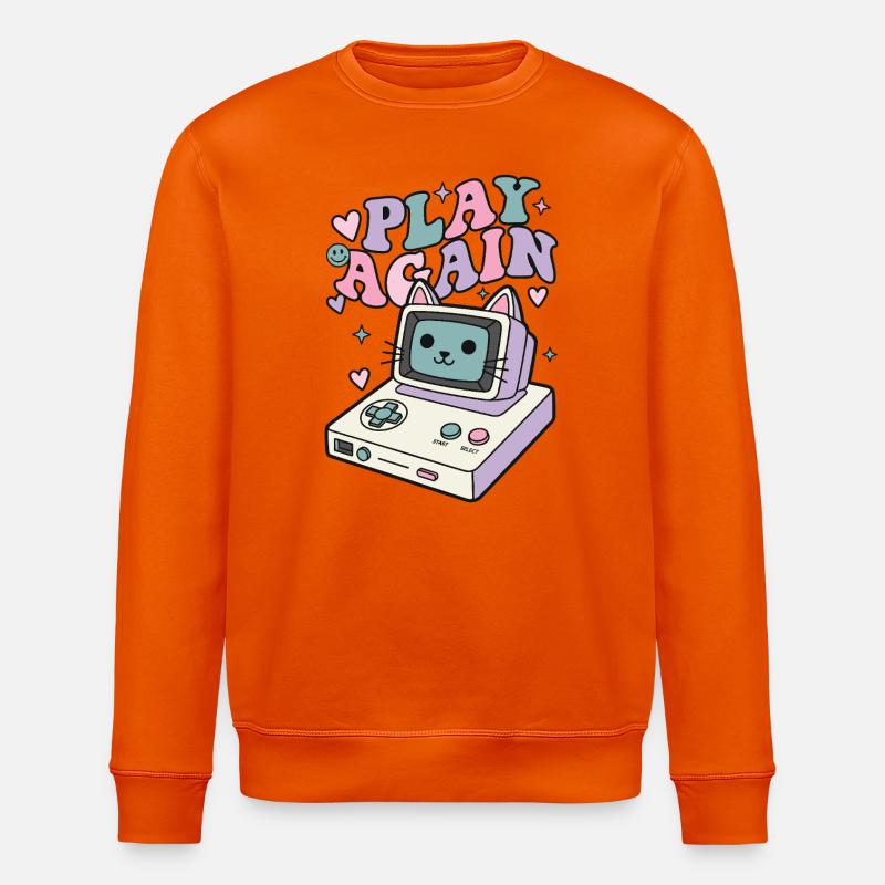 Play Again Katze Retro - Stanley/Stella Unisex Bio-Sweatshirt ROLLER - Tieforange