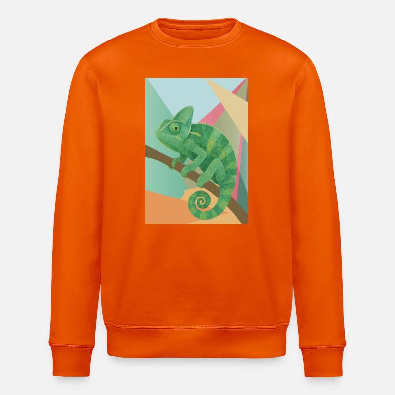 Grünes Chamäleon Geometrie Stil  - Stanley/Stella Unisex Bio-Sweatshirt ROLLER - Tieforange