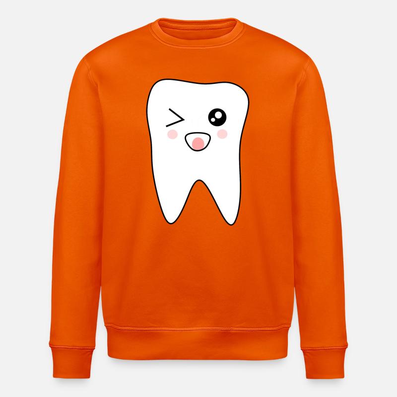 Tooth, Teeth, Dentist Gift - Stanley/Stella ROLLER Unisex Organic Sweatshirt - bright orange