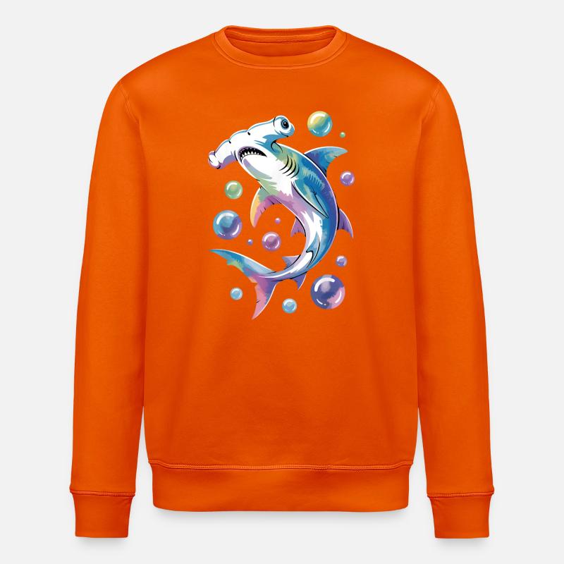 Lebendiger Hai mit Blasenakzenten - Stanley/Stella Unisex Bio-Sweatshirt ROLLER - Tieforange
