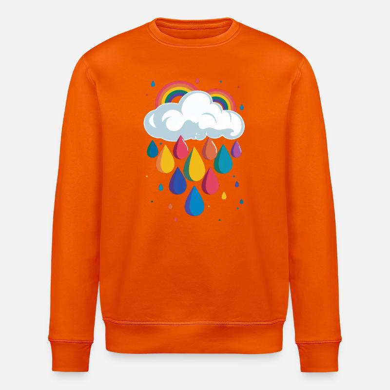 Regenbogen Wolke Bunte Regentropfen Grafik - Stanley/Stella Unisex Bio-Sweatshirt ROLLER - Tieforange