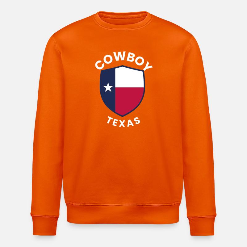 Cowboy Texas Shield Graphic Design - Stanley/Stella ROLLER Unisex Organic Sweatshirt - bright orange