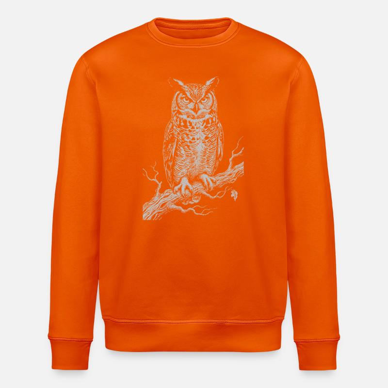Eulen-Silhouette auf Moonlit Branch - Stanley/Stella Unisex Bio-Sweatshirt ROLLER - Tieforange