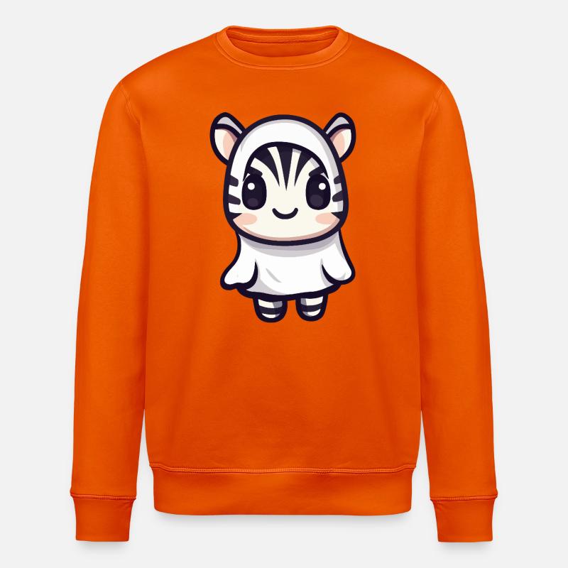 Zebra Halloween Ghost - Stanley/Stella ROLLER Unisex Organic Sweatshirt - bright orange