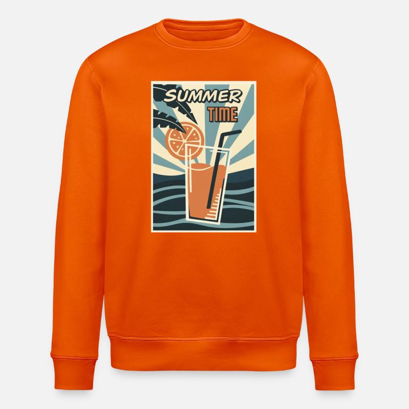 Summertime Orange Drink Retro - Stanley/Stella ROLLER Unisex Organic Sweatshirt - bright orange
