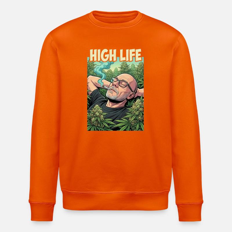 High Life : Détendu du cannabis - Sweat bio ROLLER Stanley/Stella Unisexe - orange profond