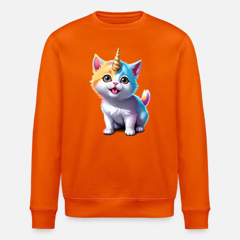 Unicorn Kitten - Stanley/Stella ROLLER Unisex Organic Sweatshirt - bright orange