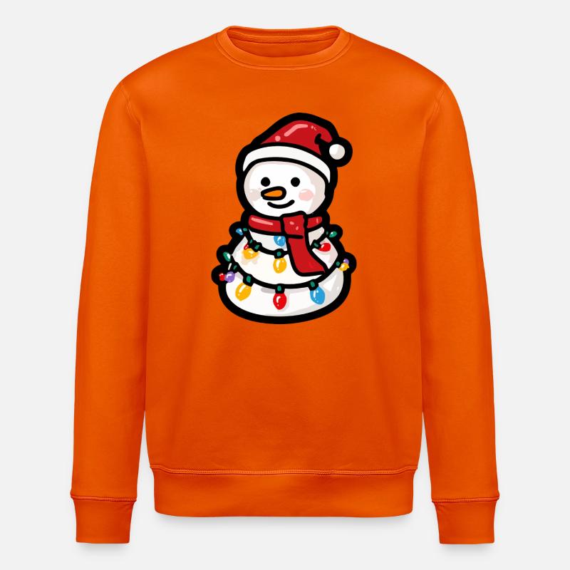 Schneemann mit Lichterkette und Schal - Stanley/Stella Unisex Bio-Sweatshirt ROLLER - Tieforange