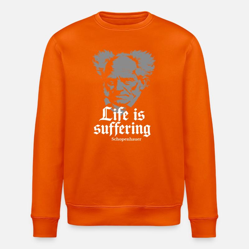 Life is Suffering: Schopenhauer Tee - Stanley/Stella ROLLER Unisex Organic Sweatshirt - bright orange