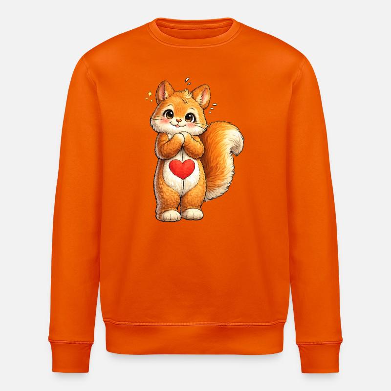 Schüchternes Eichhörnchen mit rotem Herz - Stanley/Stella Unisex Bio-Sweatshirt ROLLER - Tieforange