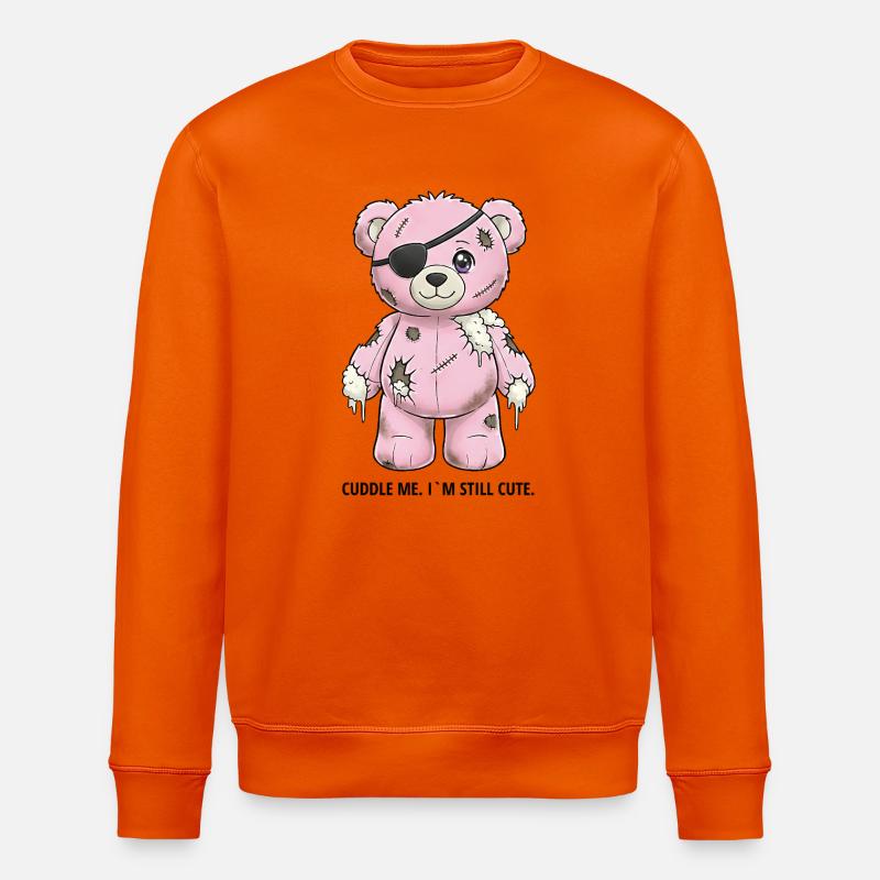 Patchwork Pinker Teddybär mit Augenklappe - Stanley/Stella Unisex Bio-Sweatshirt ROLLER - Tieforange