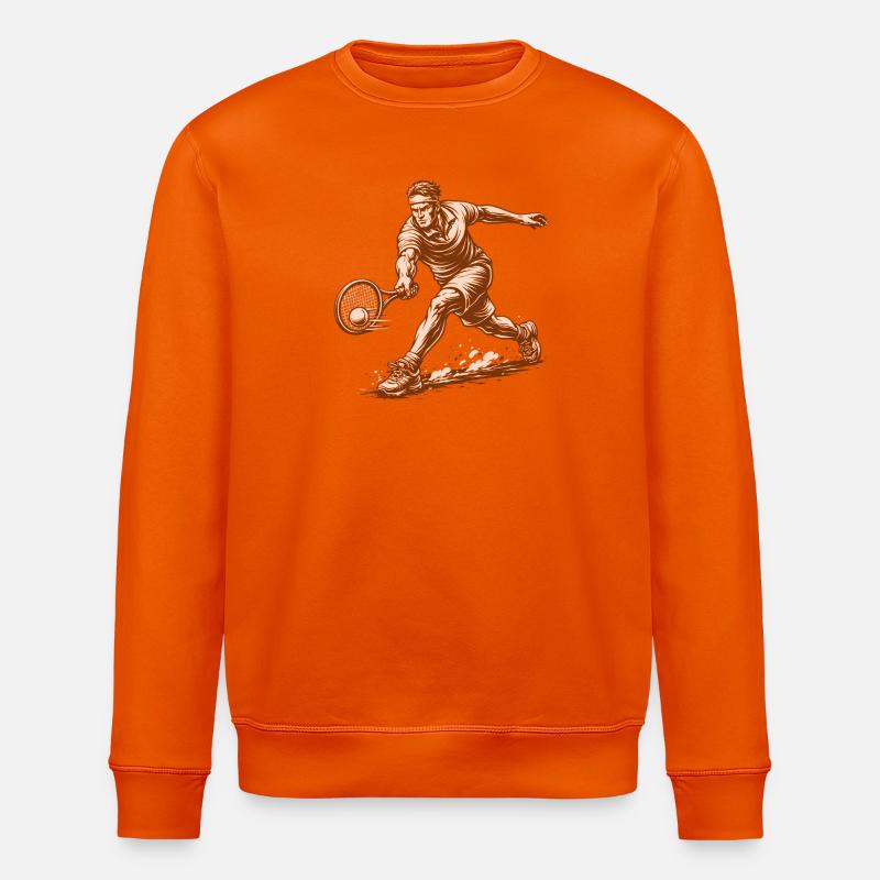 Dynamischer Tennisspieler im Retro-Stil - Stanley/Stella Unisex Bio-Sweatshirt ROLLER - Tieforange