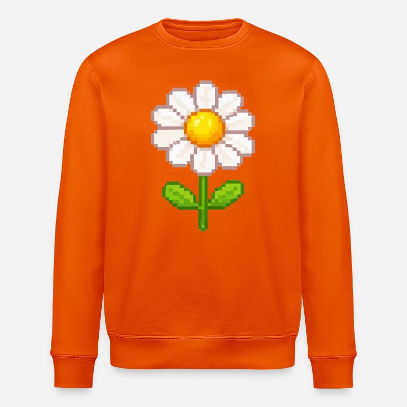 Illustration de fleurs de marguerite pixelisées - Sweat bio ROLLER Stanley/Stella Unisexe - orange profond
