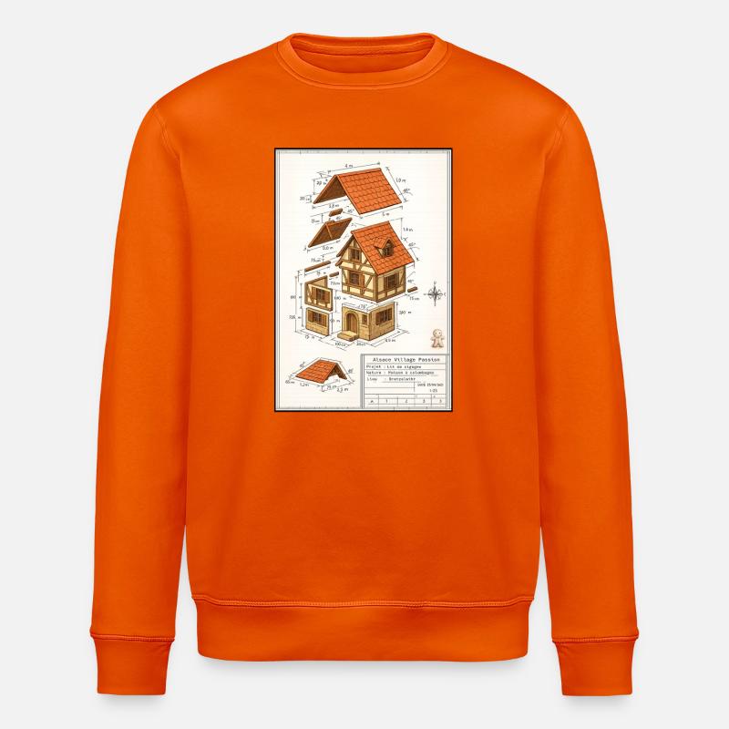 Maison colombages Alsacienne plan architecte  - Sweat bio ROLLER Stanley/Stella Unisexe - orange profond