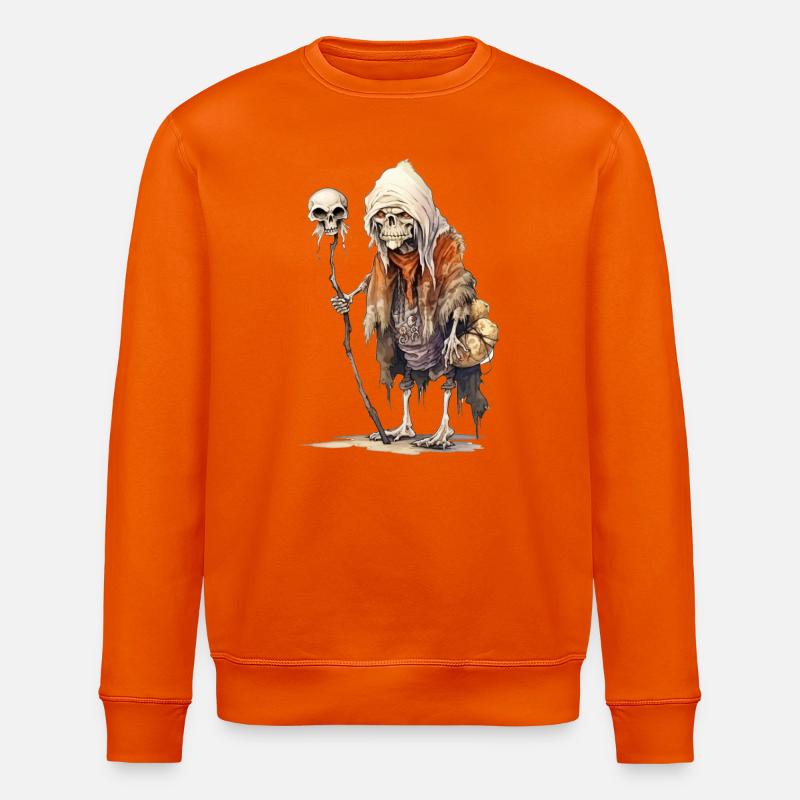 Knochiger Magier mit Schädelstab – Fantasy - Stanley/Stella Unisex Bio-Sweatshirt ROLLER - Tieforange