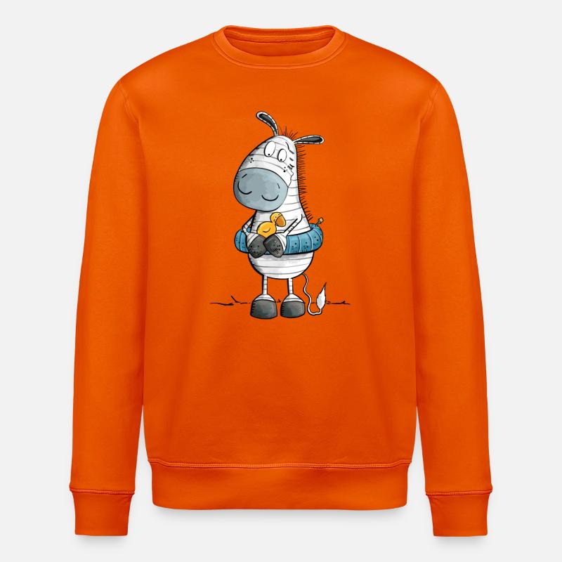 Zebra Summer Beach Float - Stanley/Stella ROLLER Unisex Organic Sweatshirt - bright orange