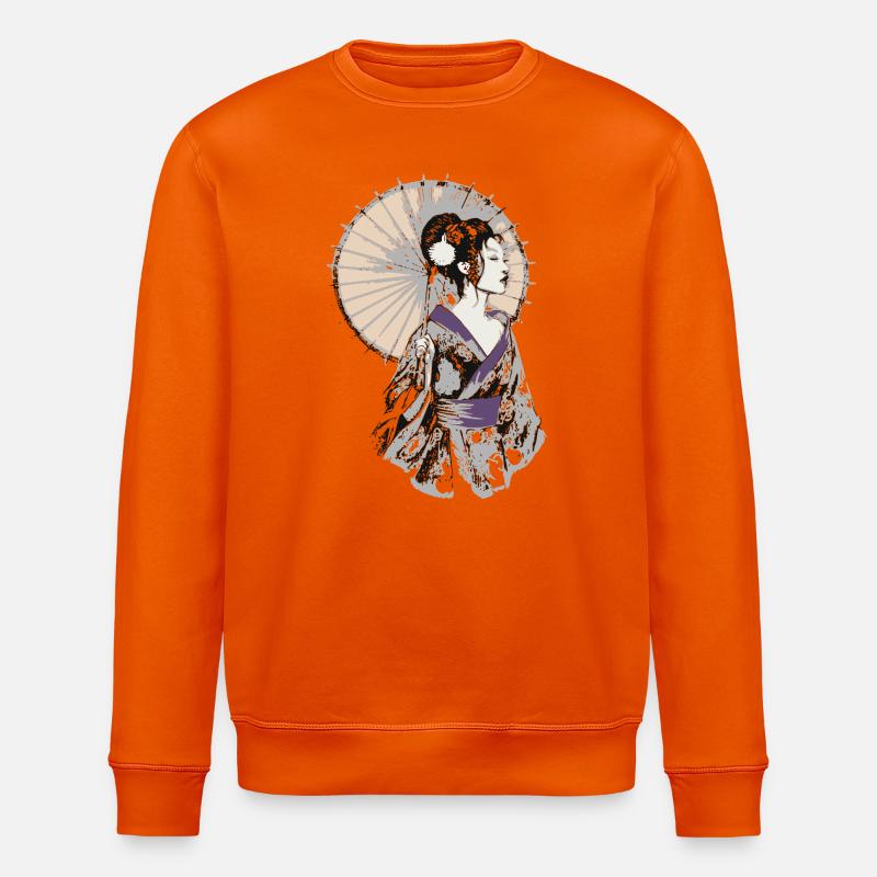 Geisha Elegance mit Sonnenschirm - Stanley/Stella Unisex Bio-Sweatshirt ROLLER - Tieforange