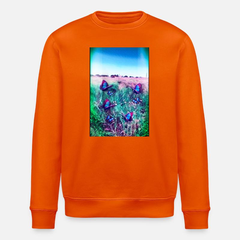 Blaue Schmetterlinge - Stanley/Stella Unisex Bio-Sweatshirt ROLLER - Tieforange
