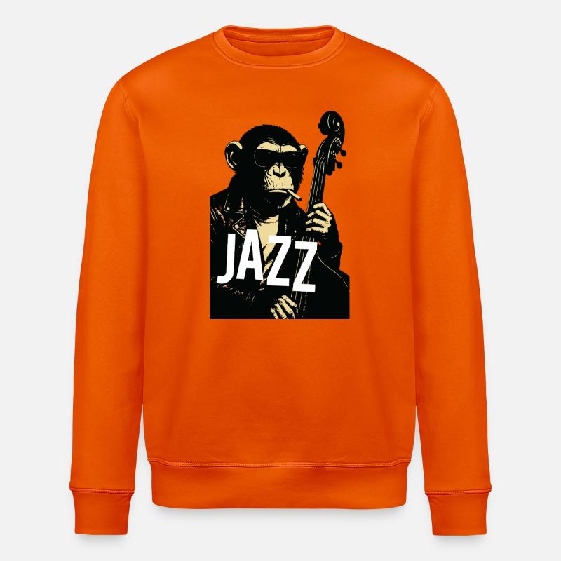 Jazz Monkey Noir Tee - Sweat bio ROLLER Stanley/Stella Unisexe - orange profond